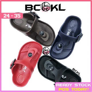【 BCKL 】Kid's Unisex Solid Color Flip-Flops Sandals | Girls Boys Casual Shoes Black Birken Kids Slippers | Kasut Budak