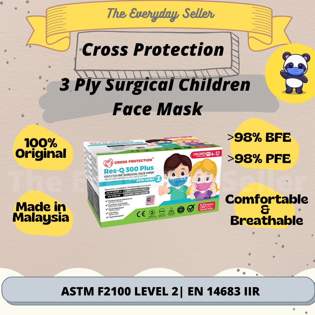 Cross Protection Res-Q 300 Plus Children Medical Face Mask ASTM Level 2 (50pcs/box)