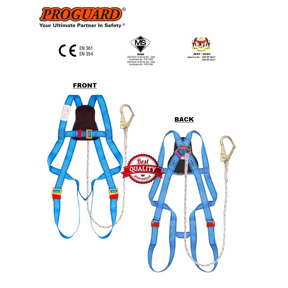Economic Safety Belt Full Body Harness Built In With 2m Lanyard Large Hook Bh7886 Cbu Loh Sirim Dosh Approval Proguard Shopee Malaysia