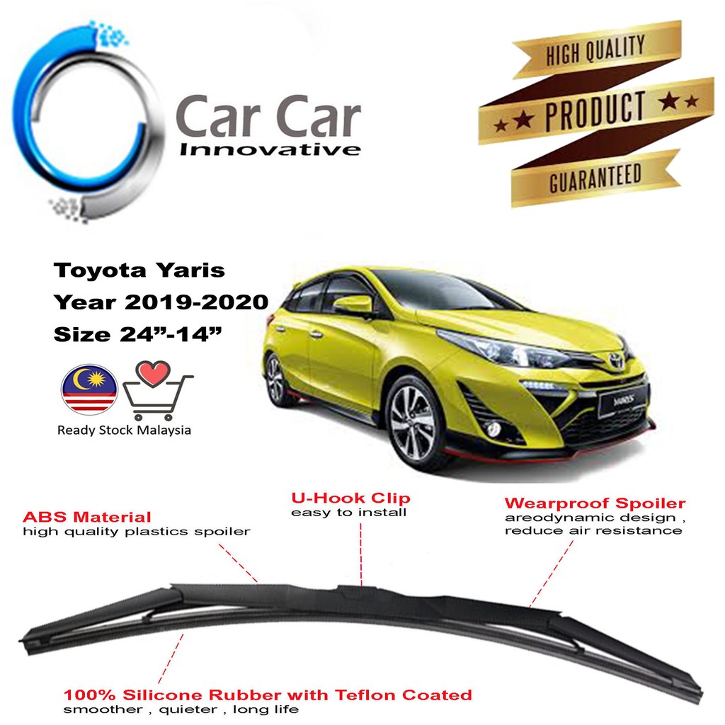 Toyota Yaris Silicone Wiper Blade, Year 20192021 ( 1 pair Size 24"/14