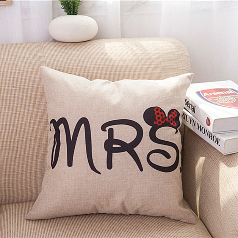 Mr And Mrs Pillow Cover Couple Pillow Cases Cushion Cover Home