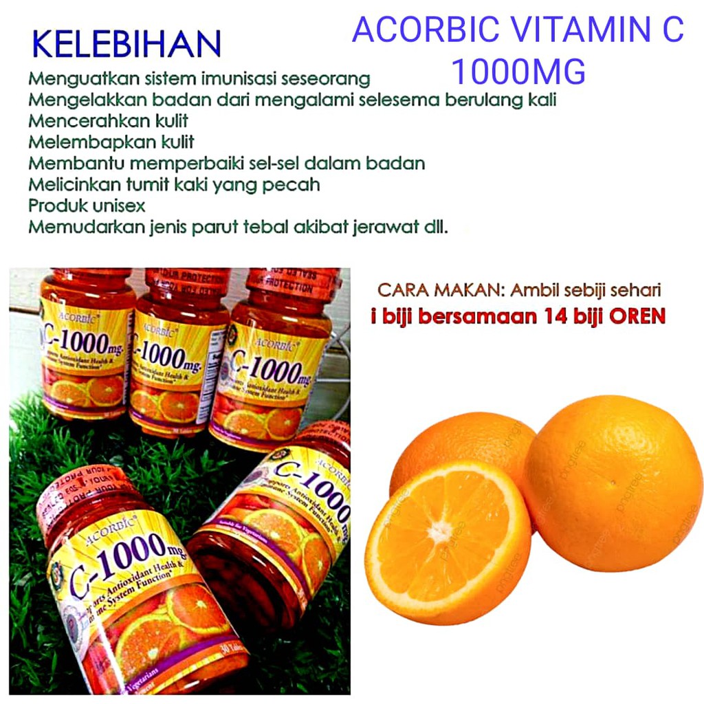 Offer Original Acorbic Vitamin C 1000mg 100 Original Shopee Malaysia