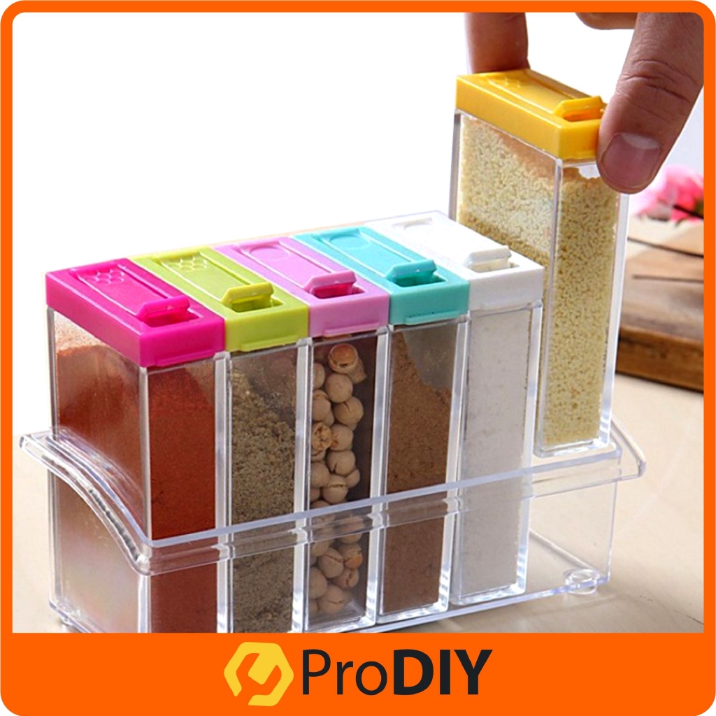6 Pcs Spice Rack Plastic Shakers Acrylic Seasoning Box Set Kitchen Supplies Visual Seasoning Containers Si
