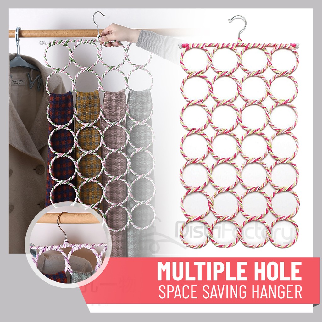 28 holes Scarf Hanger Holder 28 Lubang Hanger Tudung Organizer Closet Space Saver (Random Color)