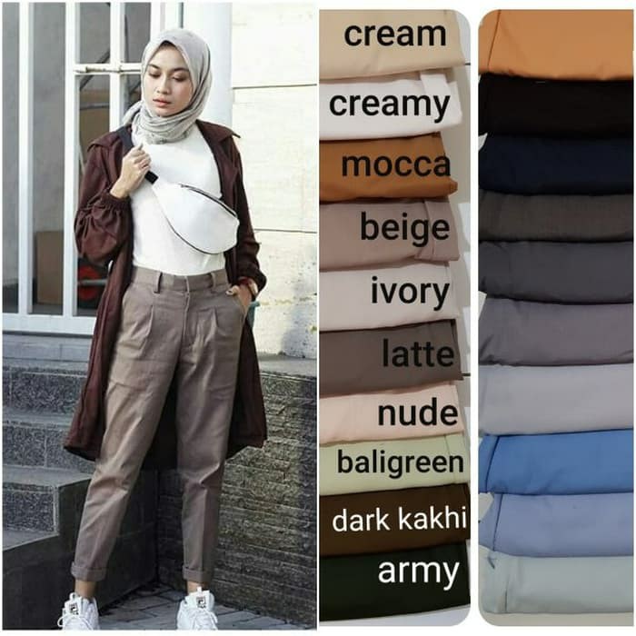  Baggy Pants Latte  Beige Nude Maroon Ivory Dusty Pink Moss 