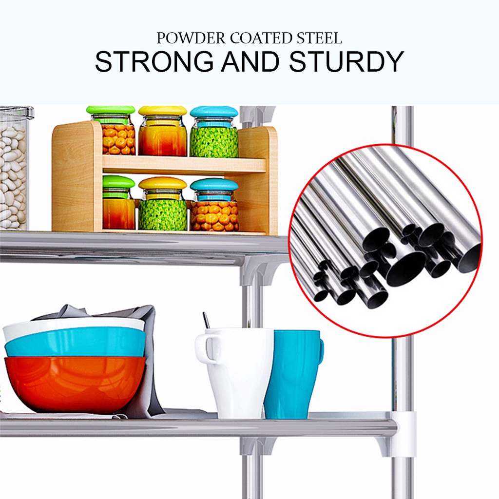 FINSSO: Kitchen Steel Shelves Organizer Rack Multipurpose Shelf