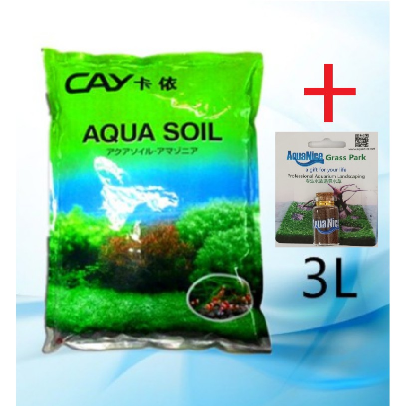 CAY Aqua Soil / Aquarium Soil 3L plus AquaNice Grass Park
