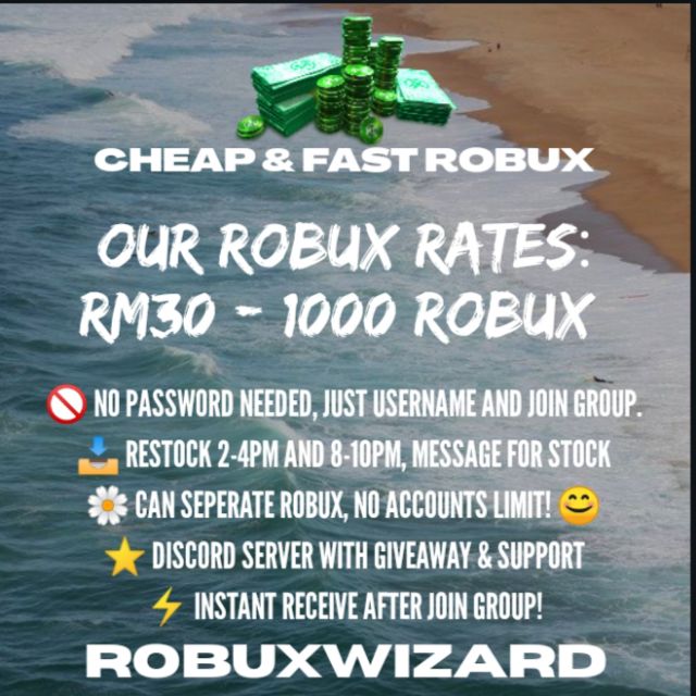 Restocked 1 000 Robux Rm30 Only Roblox Group Payout No