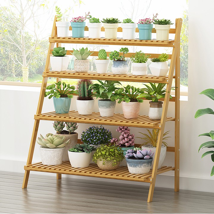 Ready Stock Plant Rack Wooden Flower Garden Rack Potted Plant Stand Rak