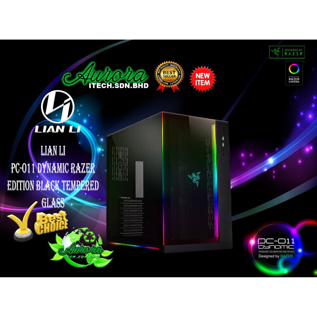 Lian Li Pc O11 Dynamic Razer Edition Black Tempered Glass On The Front Shopee Malaysia