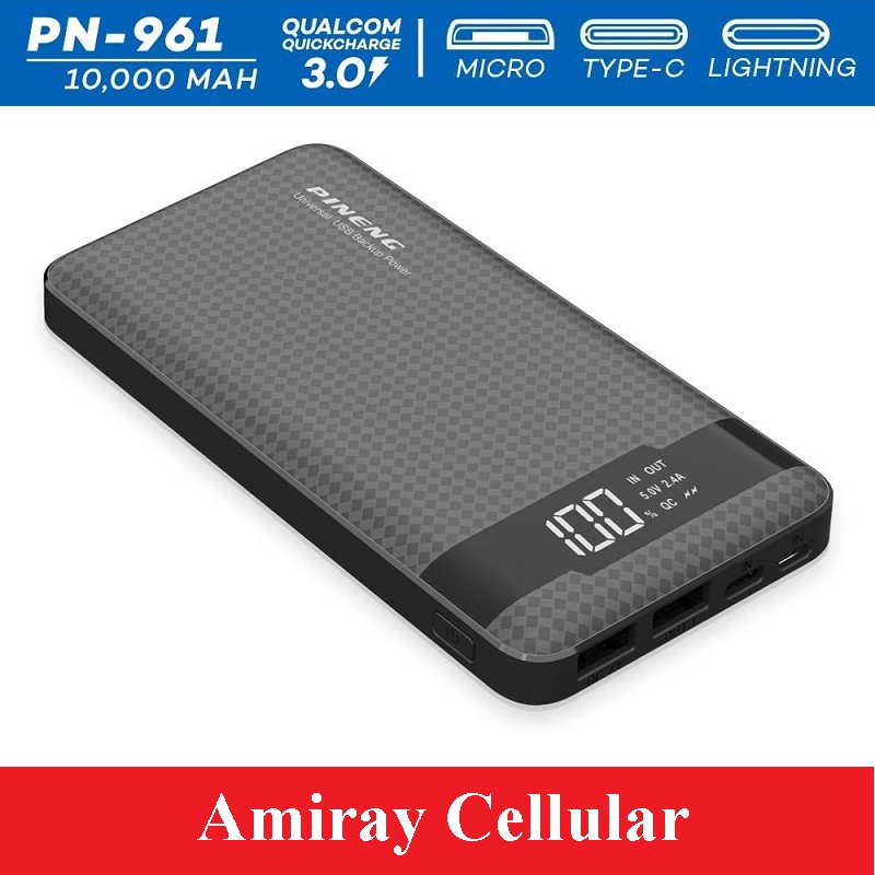 Pineng Pn 961 10000mah 3 Input Quick Charge 3 0 Lithium Polymer Power Bank
