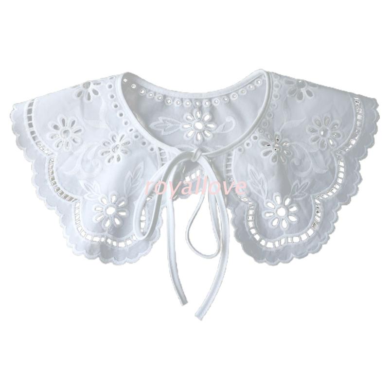 royal French Style Fake Collar Hollow Out Floral Embroiodery Lapel Necklace Shawl Cape