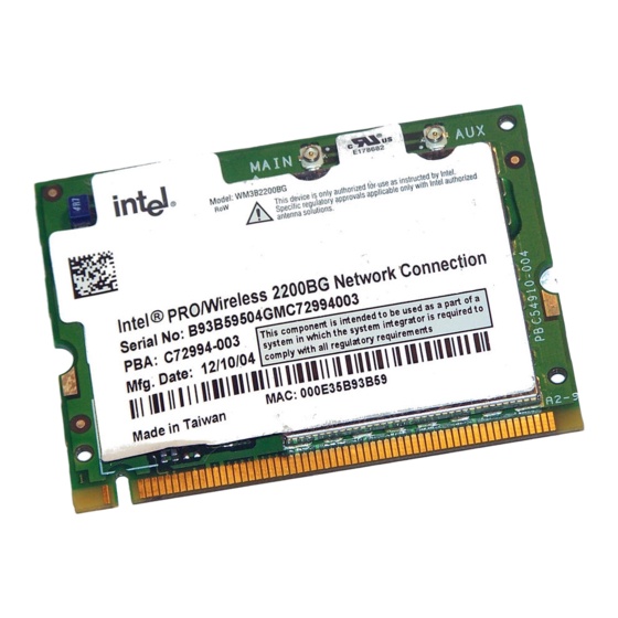 Carte WiFi Intel PRO/Wireless 2200BG/2915ABG - Pour Dell Latitude/Precision