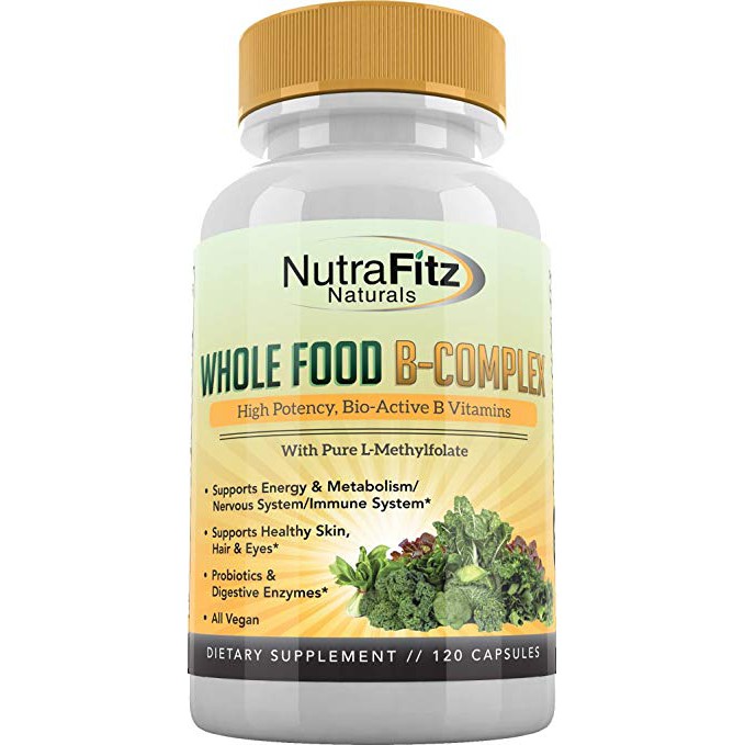 Nutrafitz Naturals B Complex Vitamins Supplement Methylcobalamin