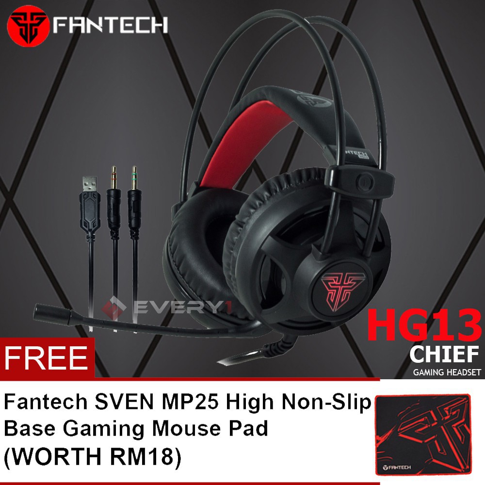 FANTECH HG13 CHIEF RED Illumination LED Light Over-Ear Gaming Headset ...