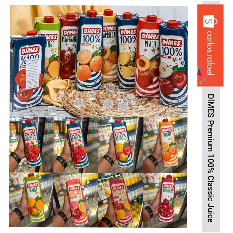 [1Liter x 2] DİMES Premium 100% Classic Fruit Juice-Xpress C/7/24 Cereal/Orange/Red Fruits/Pomegranate/Apple/Sour Cherry