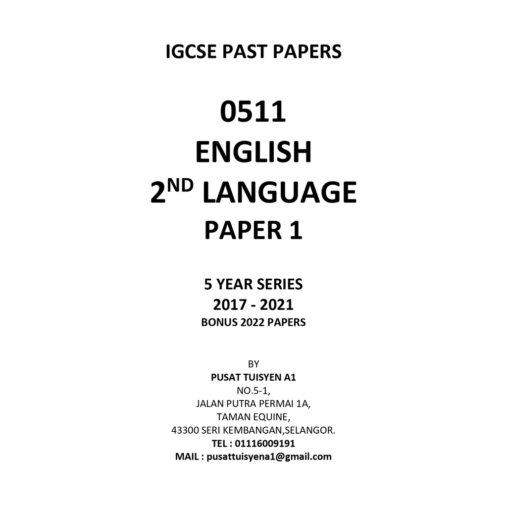 IGCSE Past Year Papers English Second Language Count-In Speaking Core ...