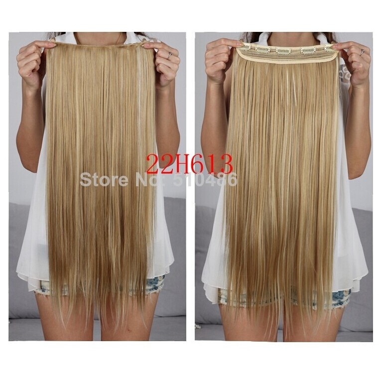 24inch 60cm Ladies Clip In On Hair Extensions Straight Synthetic