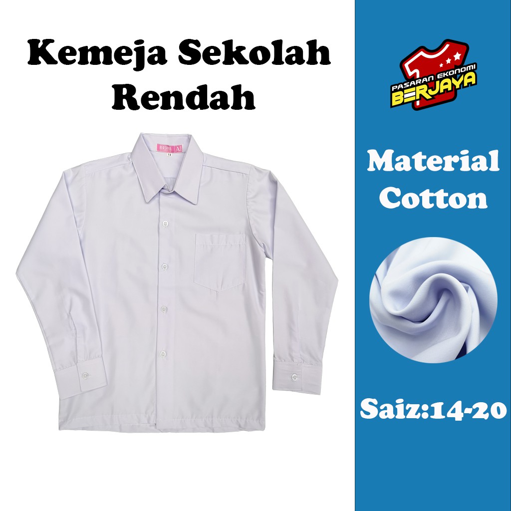 Baju Kemeja Putih Sekolah Rendah Lengan Panjang Cotton Ready Stock Fastdelivery Shopee Malaysia