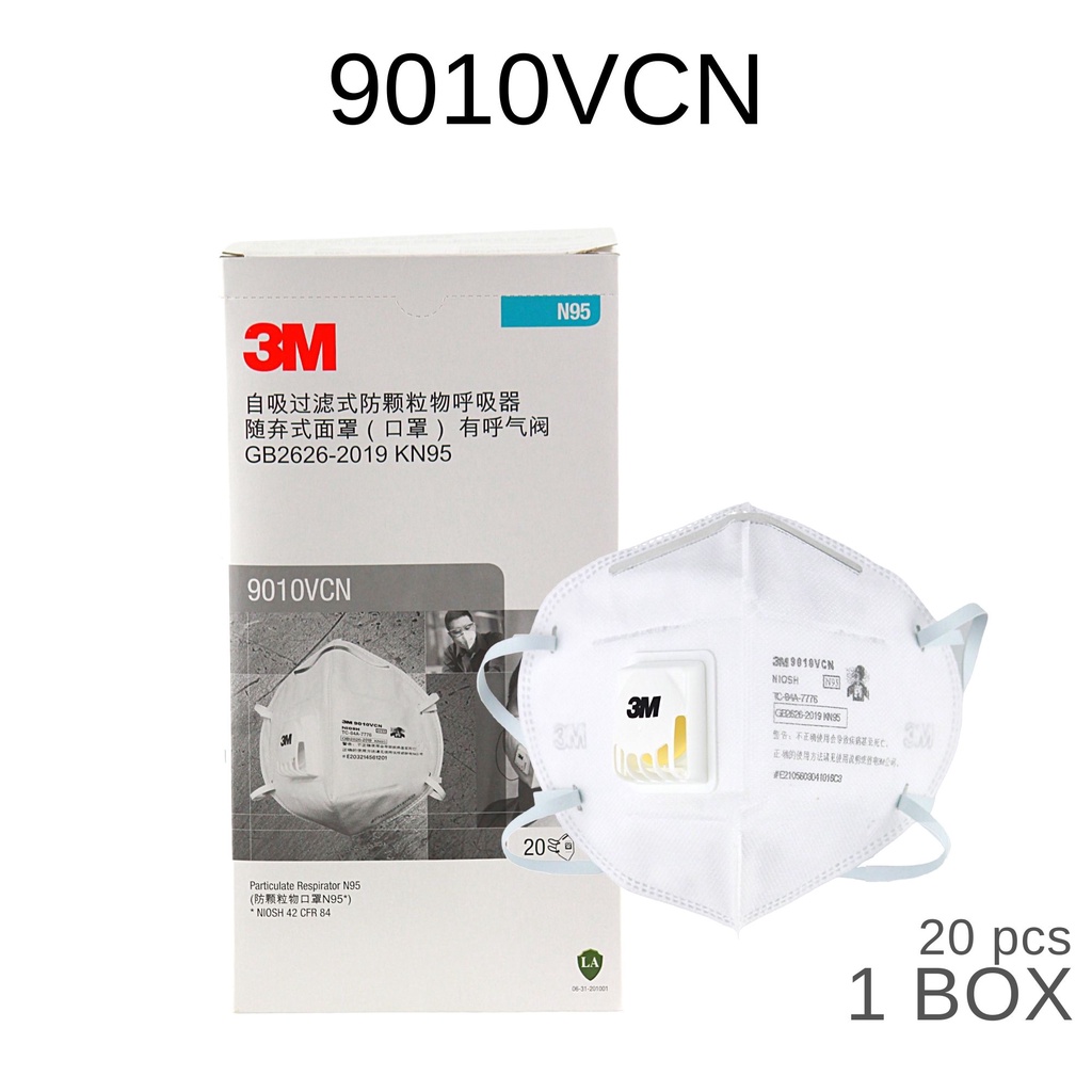 3M 9010VCN N95 Particulate Disposable Respirator with Cool Flow Valve Flu Prevention 1 BOX ( 20Pcs Inside )