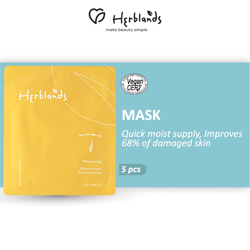 [Mask] Herblands Moisturizing & Repairing Mask (Pack of 5) ||  Sheet Mask 保湿面膜 修复面膜