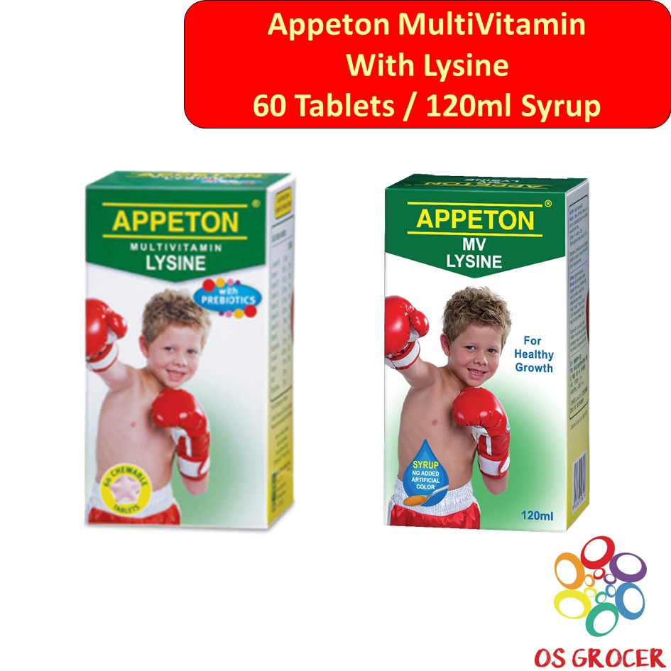 Appeton MultiVitamin With Lysine 60 Chewable Tablets / 120ml Syrup