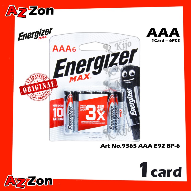 Energizer Max + Powerseal AAA E92 Value Pack Alkaline Battery 6pcs 100% ...