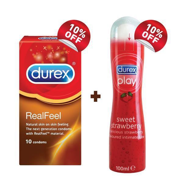 Durex Real Feel Condoms 10S + Durex Play Strawberry Lube