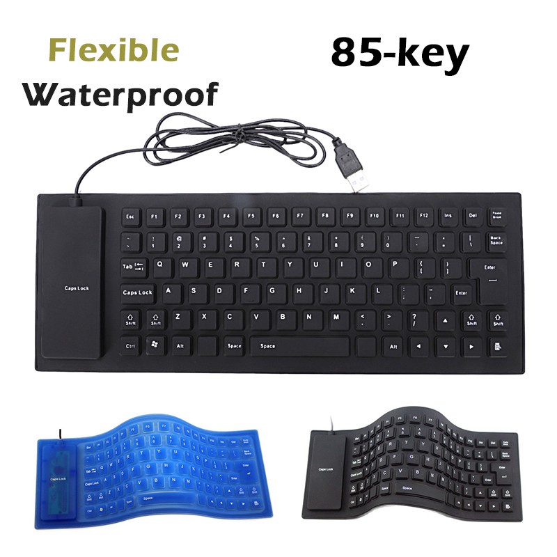 Flexible 85key Folding Keyboard Computer Keyboard Silicone Mute Soft Keyboard USB Wired Portable Mini Laptop Waterproof