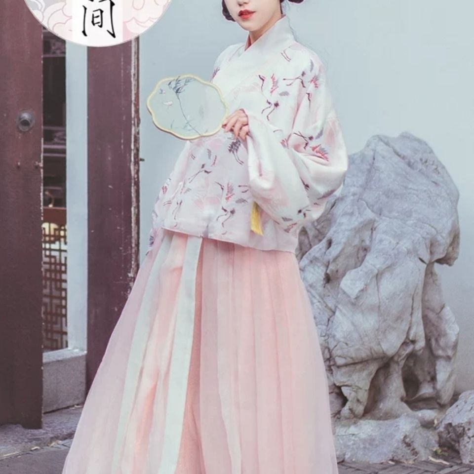 眠鹤 彩云间汉服仙鹤印花交领襦裙袄裙春夏中国风女装 Sleeping Crane Colorful Cloud Room Hanfu Crane Printing Cr Shopee Malaysia