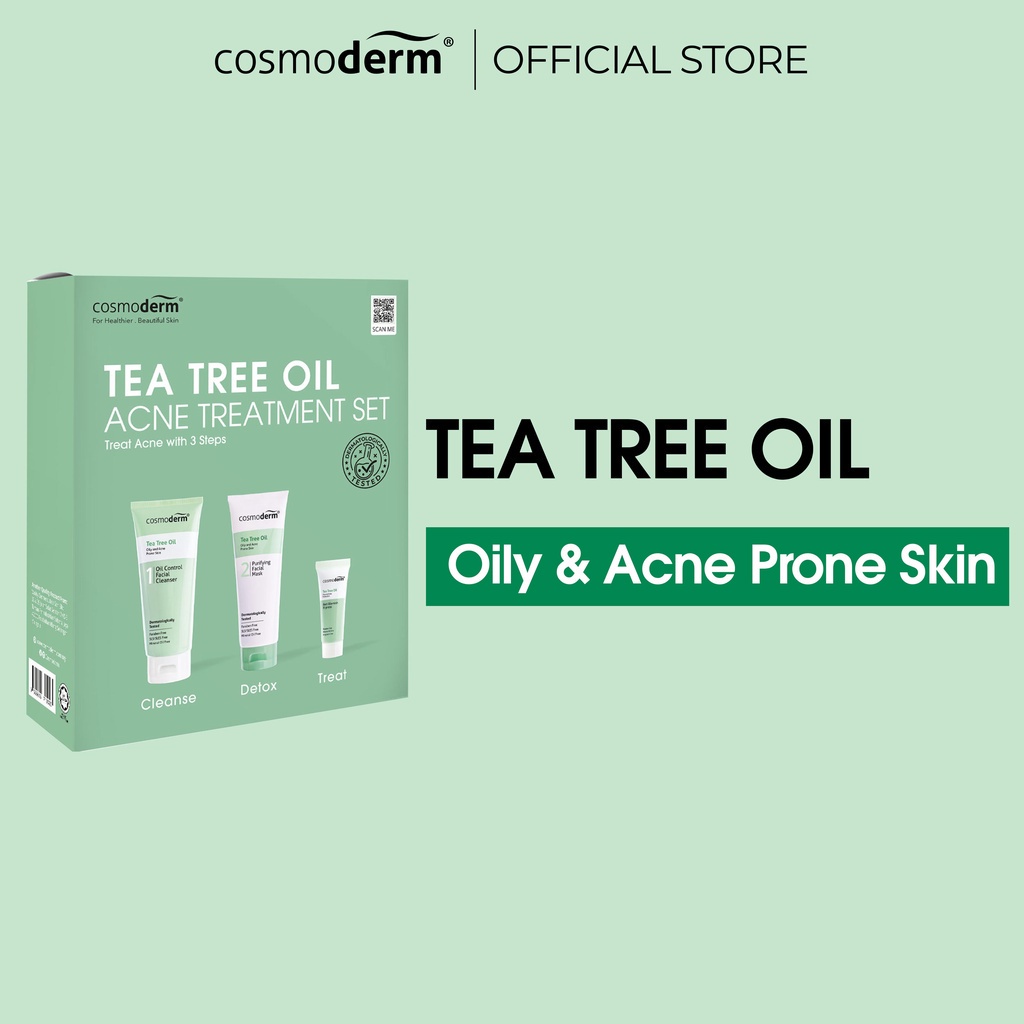 Cosmoderm Tea Tree Oil Acne Treatment Set Shopee Malaysia