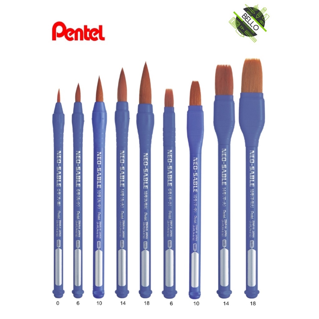 Pentel Noe-Sable Nylon Brush Round / Flat