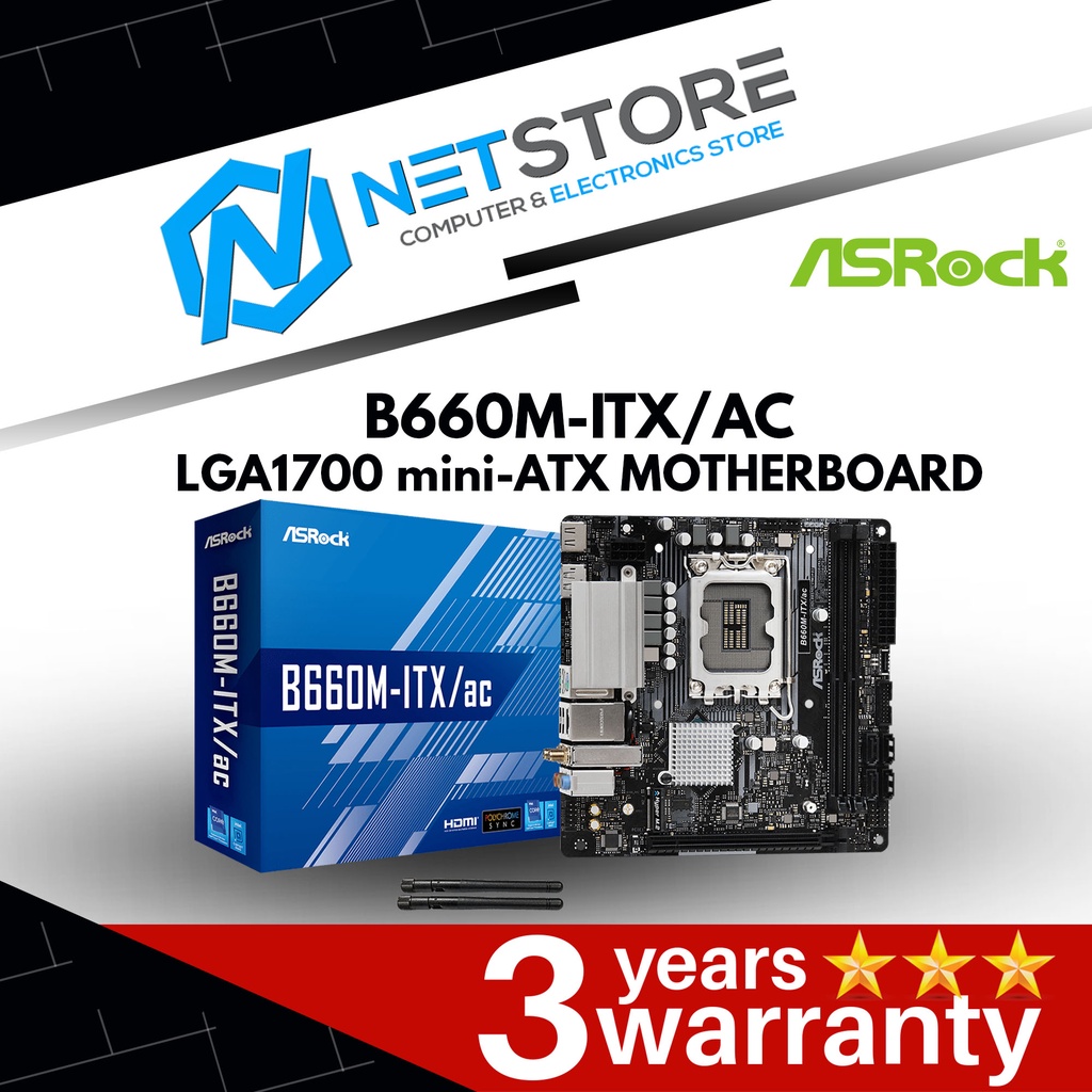 ASROCK B660M-ITX/AC LGA1700 mini-ATX MOTHERBOARD - ASRK-B660M-ITX/AC ...