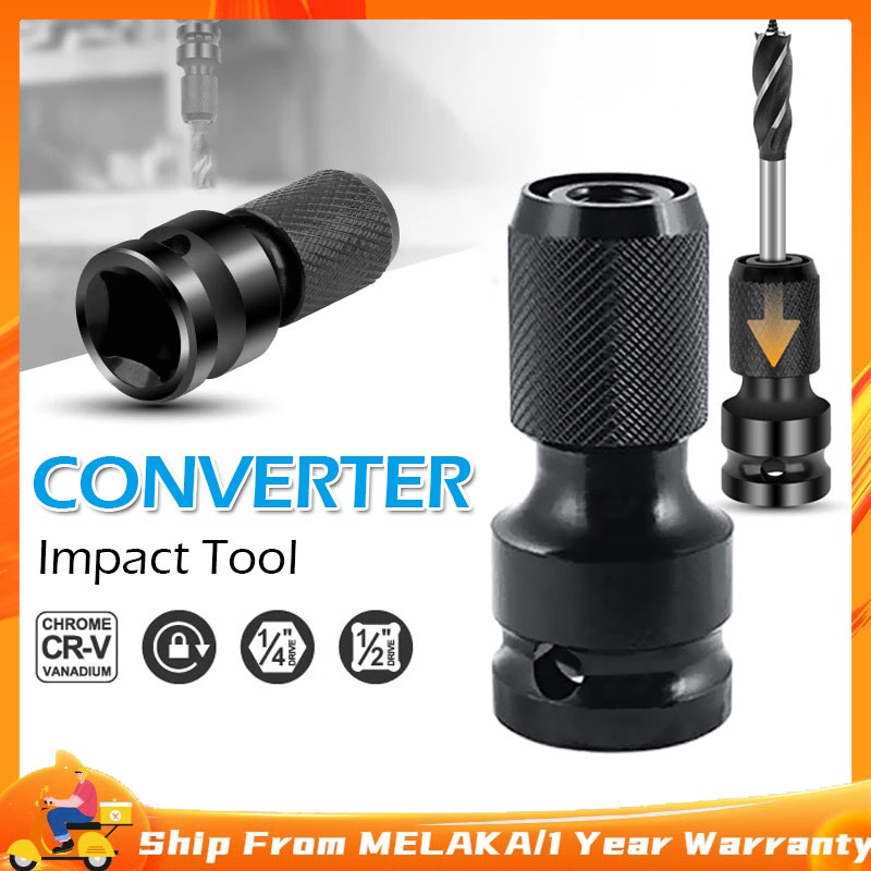 1/2" Square to 1/4" Hex Shank Impact Wrench Adapter Impact  Socket Drill Chuck Adaptor for Ratchet Wrench Quick Release