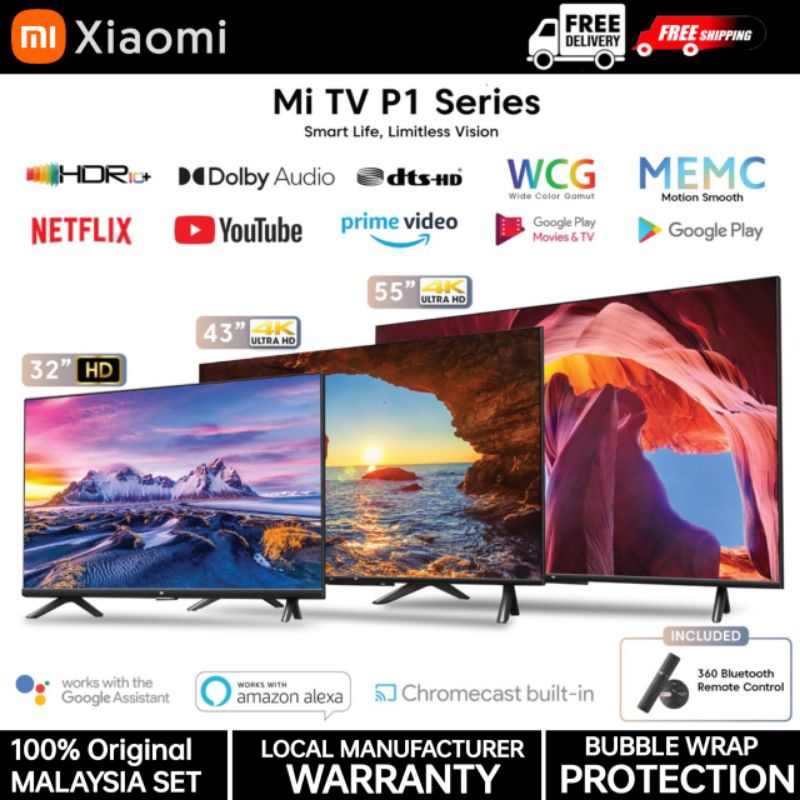 Xiaomi Mi TV P1 (55"/43"/32"HD) 4K Ultra HD Android Smart TV Dolby Vision