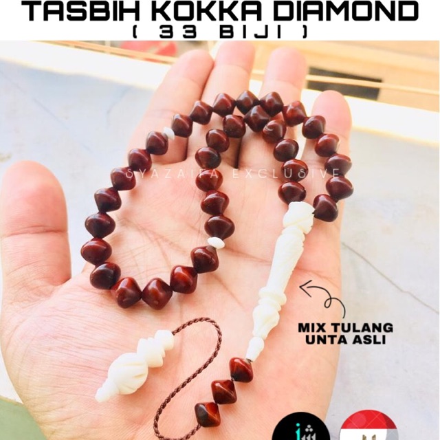 Tasbih Kokka Mesir Mix Tulang Unta Bentuk Diamond + Freegift