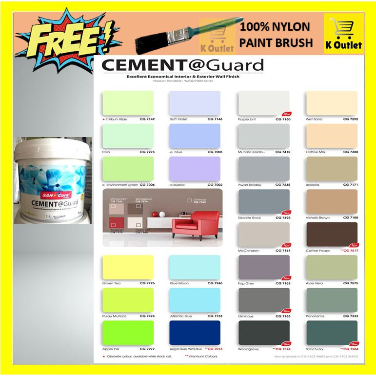 【7 Litre】SANCORA Cement Guard Emulsion Paint / Wall Ceiling Paint