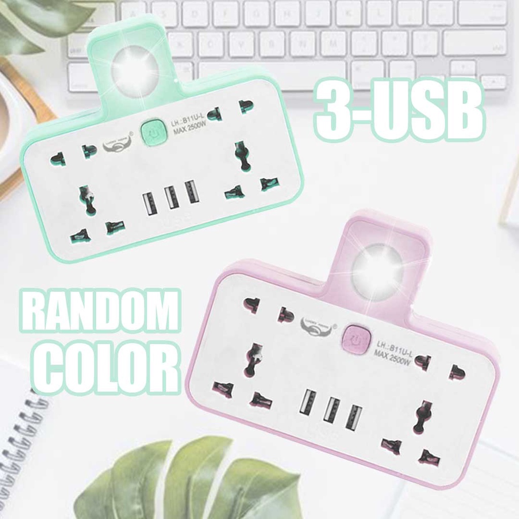 🌹[Local Seller]  MULTI-FUNCTION SOCKET PLUG ADAPTER WIRELESS EXTENSION 3/2 USB PORT CHARGER SURG