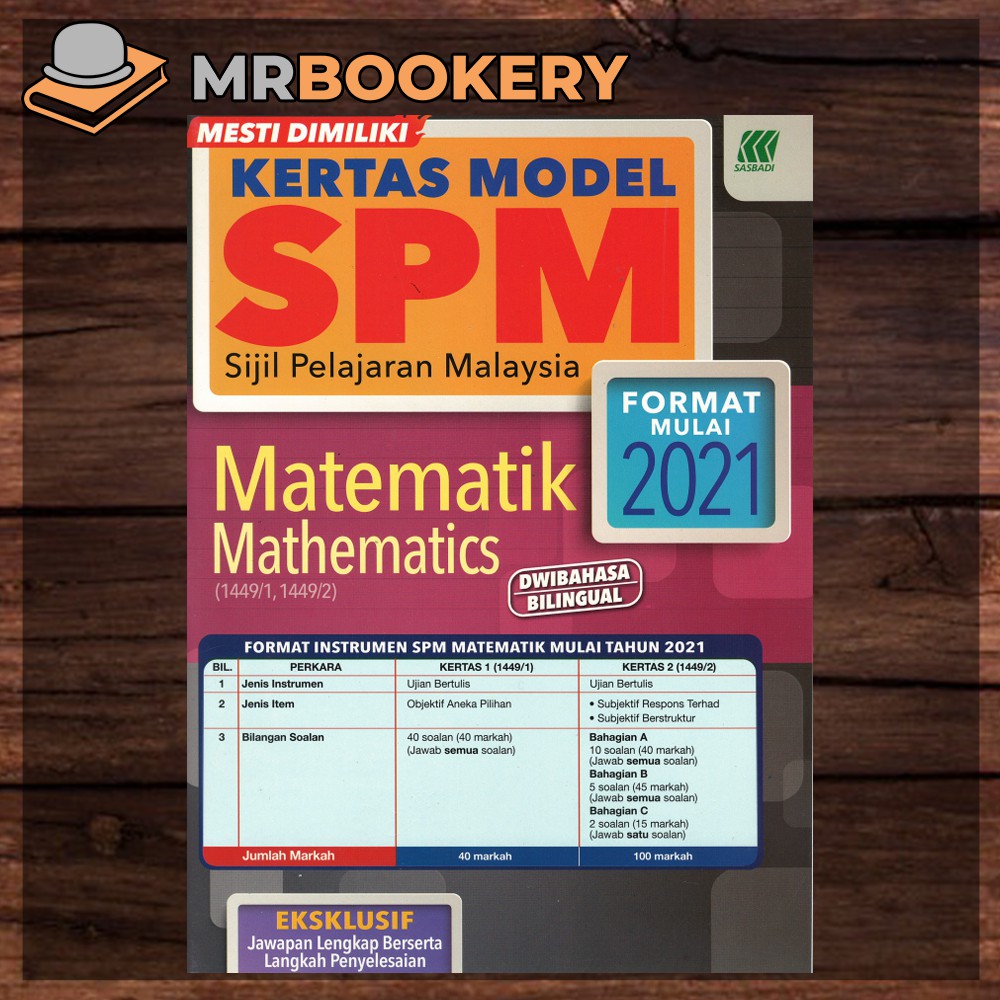 Mrbookery Buku Latihan Spm Sasbadi Kertas Model Spm 2021 Format Terkini Shopee Malaysia