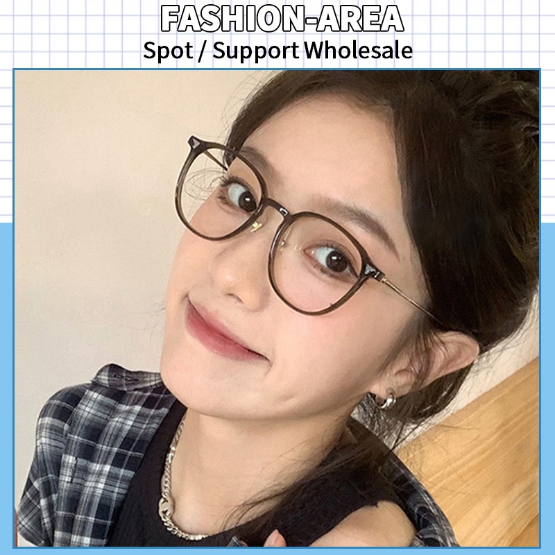 (FASHION-AREA) Korea Imported Women Fashion Rice Nails Round Frame TR90 Anti Radiation Computer Lens Eyewear for Men and Women