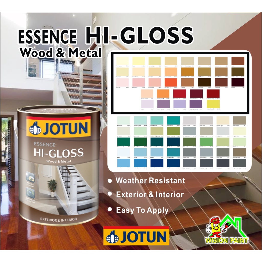 5l Jotun Essence Hi Gloss 12 Wood And Metal Kayu Dan Besi Interior And Exterior Shopee 7703