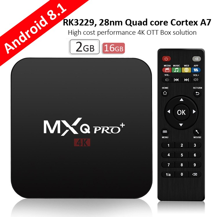 Android 8.1 Tv Box MXQ PRO plus 4K Quad Core 2GB 16GB ...