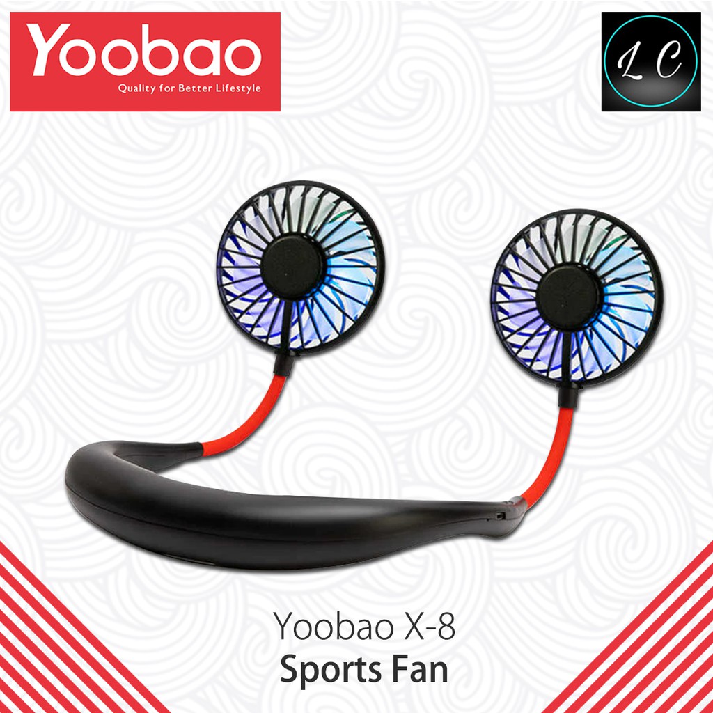 Yoobao X-8 Sports Fan Wearer Hang Neck Type Fan Aromatherapy Cooling Mini Fan - Red/Black