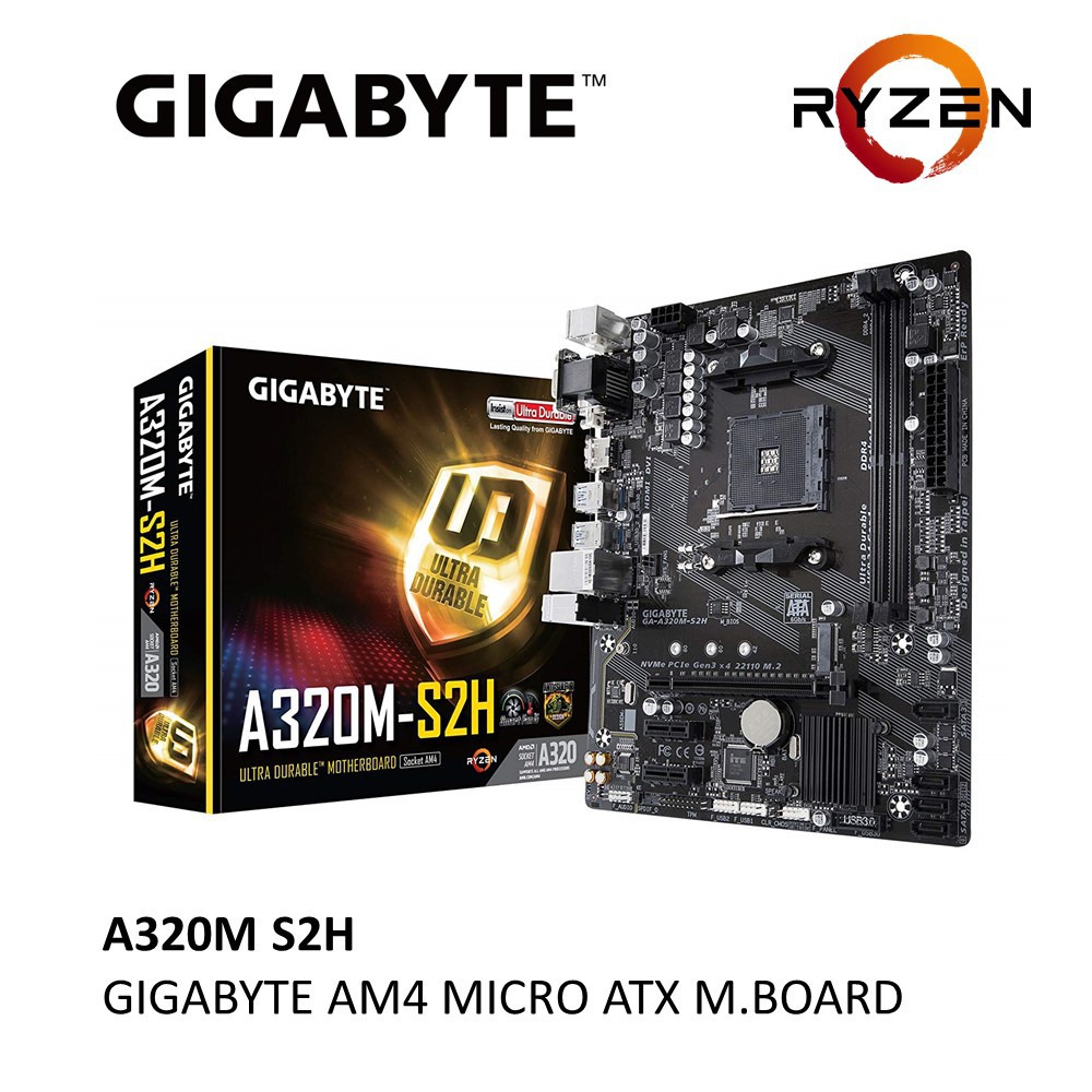 GIGABYTE A320M S2H MOTHERBOARD (GAA320MS2H / SOCKET AM4) COMBO 3000G