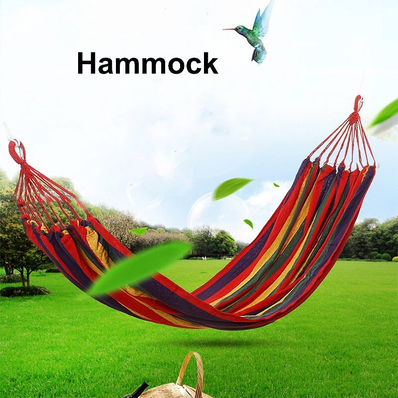 Hammock Buaian Outdoor Canvas Fabric Camping Striped Hammocks Tree ...