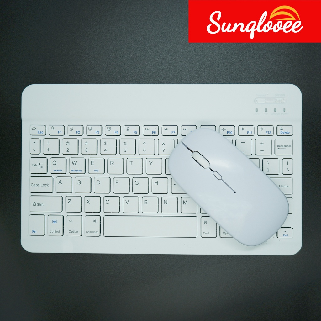 shopee: ❤️Sunqlooee Mini Wireless Bluetooth Quiet Slim Keyboard and  mouse for IOS&Android Windows Tablets 7 inch &9.7 inch (0:1:color:white;1:3:model:7 keyboard+mouse)