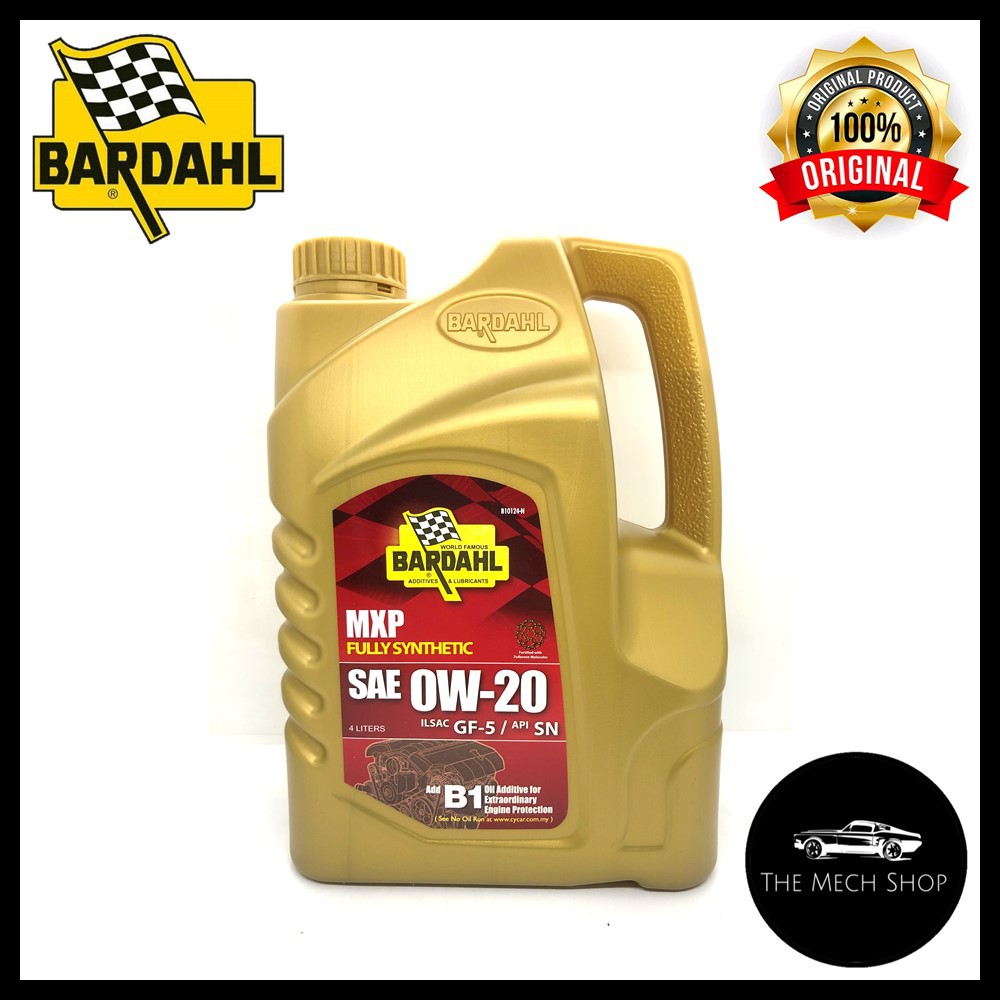 Bardahl MXP Fully Synthetic 0W20 Engine Oil 0W-20 ILSAC GF-5 4 Liters ...