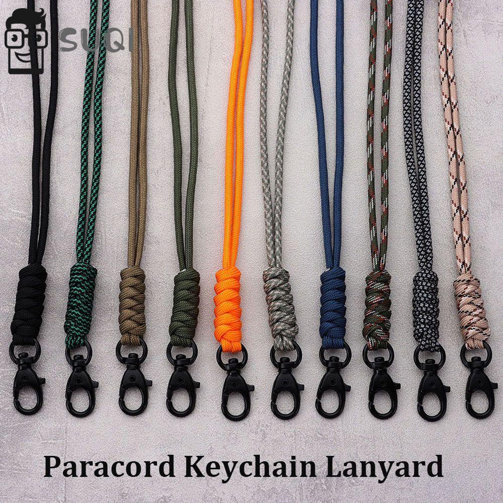 SUQI New Lanyard Rotatable Buckle Self-Defense Parachute Cord Paracord Keychain High Strength 10 Styles High Quality Emergency Survival Backpack Key Ring