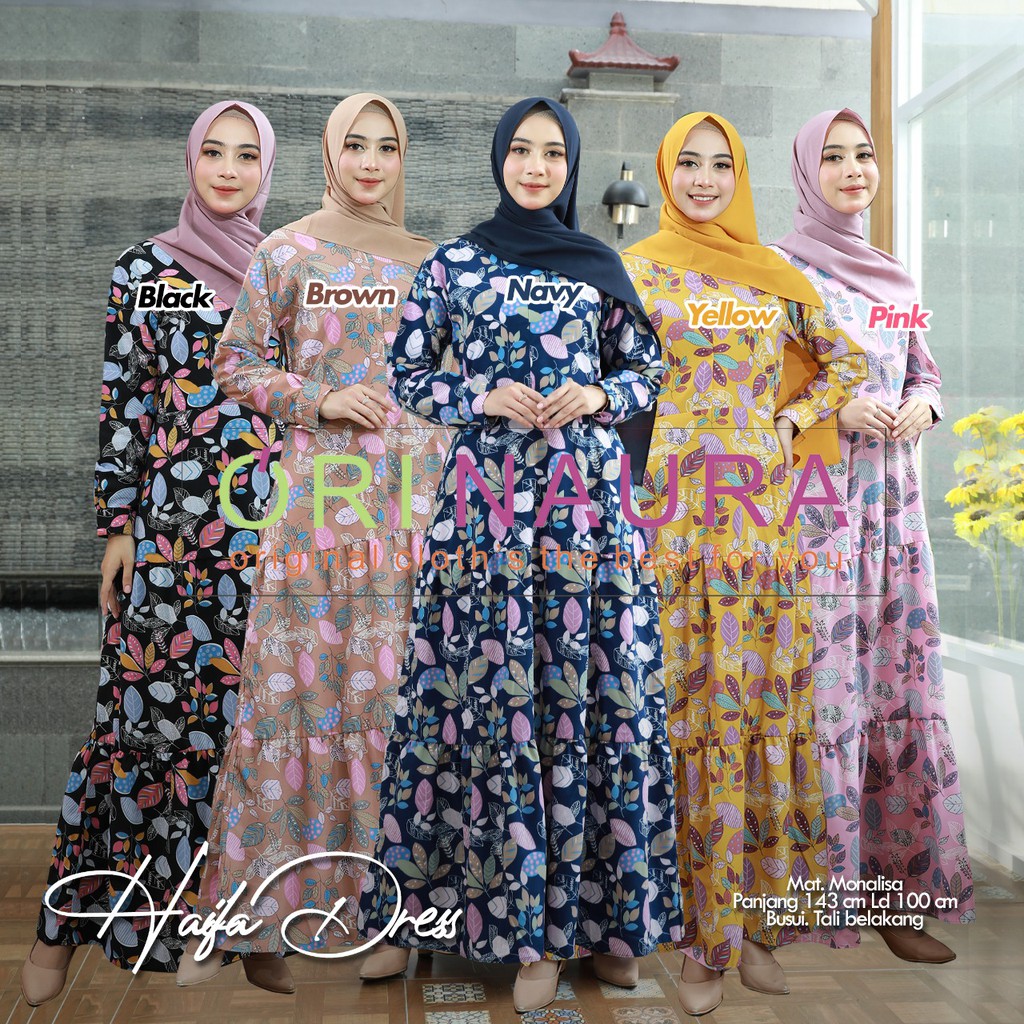 Haifa Dress Gamis Monalisa Material Ori Naura Flower Motif Shopee Malaysia