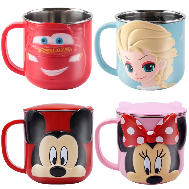 New Hot Children S Stainless Steel Mug Cup Household Milk Cup Cartoon Drink Glass Kid S Drinking Bottle Kids Gift Shopee Malaysia